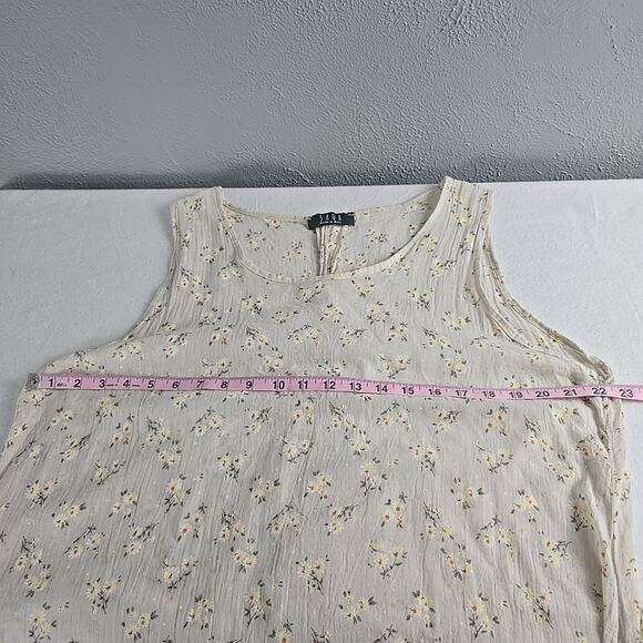 Saga Made In Italy Floral Beige Midi Dress Large Cottage Prairie Lagenlook 90s - Picture 3 of 7